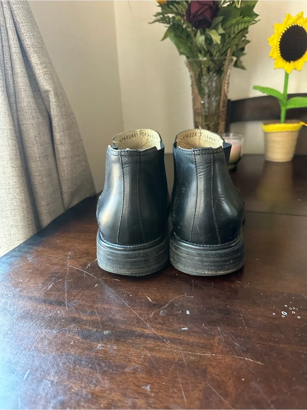 Kenneth Cole Black Leather Square-Toe Chukka Boots Made In Italy